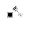 0.20ct Tw Black Diamond Stud Earrings in Sterling Silver (Princess-cut)