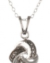 Sterling Silver Black-Diamond Love Knot Pendant Necklace