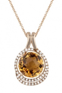 Effy Jewlery Rose Gold Citrine and Diamond Pendant, 4.48 TCW