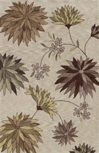 Dalyn Studio Ivory, Taupe, Celery, Mocha Brown Star Burst Floral Motif 5 by 7-Feet 9-Inch Area Rug