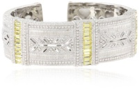 Judith Ripka Estate Wide Estate with Baguettes Cuff Bracelet