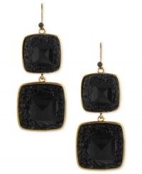 Double your pleasure with Kenneth Cole New York's drop earrings. Crafted from gold-tone mixed metal, black pave glass crystal pops while smaller accents add a subtle touch. Approximate drop: 2-9/10 inches.