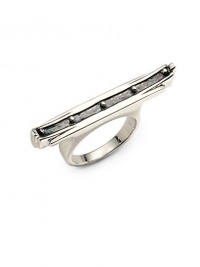 THE LOOKDeco CollectionCurved bar with dot accentsSterling silver settingTHE MEASUREMENTWidth, about 1½ORIGINImported