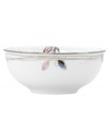 Hummingbirds twirl and buzz from flowery pink leaves to blue on this dreamy all-purpose bowl from Lenox Lifestyle dinnerware. The dishes from the Silver Song collection are crisscrossed with platinum branches and abound with fanciful springtime delight and irresistible modern charm. (Clearance)