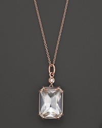 Lisa Nik 18K Rose Gold Octagon Quartz Pendant Necklace with Diamonds, 18