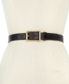 Remix your everyday style with a can't-miss classic, like this luxe leather belt from Tommy Hilfiger that's finished with a gleaming golden buckle.