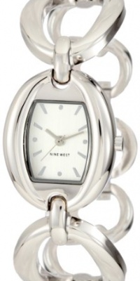 Nine West Women's NW1187SVSB  Silver-Tone Oval Link Bracelet Watch