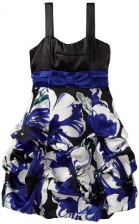 Ruby Rox Girls 7-16 Color Block Pick-Up With Print Skirt, Royal/Black, 10