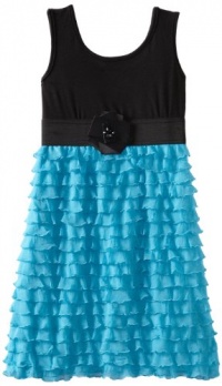 Ruby Rox Kids Girls 7-16 Eyelash Dress, Turquoise/Black, 16