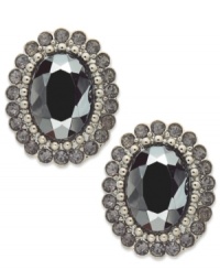 Add a vintage vibe to your style with these station earrings from Alfani. Oval-cut faceted glass stones lend a mysterious feel. Clip-on backing for non-pierced ears. Crafted in hematite tone mixed metal. Approximate diameter: 1 inch.