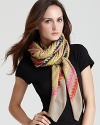 An ultra soft scarf with colorful arrowhead stripe print from MARC BY MARC JACOBS.