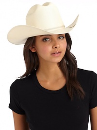 THE LOOKStructured, rigid designCowboy hat silhouetteRibbon bow detailTHE MEASUREMENTInside width, about 6½Brim length, about 15½Brim width, about 14THE MATERIALCoated silkORIGINMade in Italy