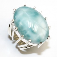 Amazing Style New Caribbean Larimar Sterling Silver Ring Size - 6.5