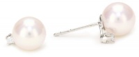 TARA Pearls White Gold 7mm Cultured Pearl and Diamond Stud Earrings