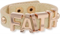 BCBGeneration Cream Canvas and Rose Gold Faith Affirmation Bracelet