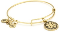 Alex and Ani Bangle Bar Four Leaf Clover Russian-Gold Expandable Bracelet