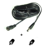 2.1mm x 5.5mm DC Plug Extension Cable for Power Adapter, with 1.35mm Plug Converter Set, 25 ft