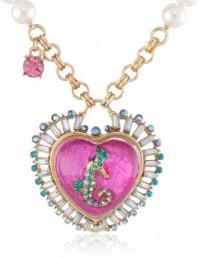 Betsey Johnson Jewels of the Sea Sea Horse Heart Pendant Necklace, 19