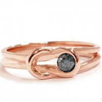 Rose Gold .20ct Blue Diamond Solitaire Engagement Anniversary Knot Ring