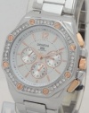 Geneva Quartz Knox Chronograph-style Look Two Tone Rose Gold N Silver Case With Rhonestone Bezel