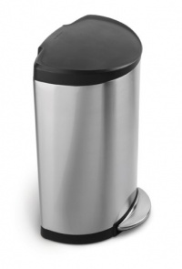 simplehuman Semi-Round Step Trash Can, Brushed Stainless Steel, 40 Liters / 10.5 Gallons