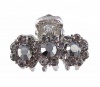 Hair Clip - H6- Crystal Flowers - Sm Size (1x 3/4) ~ Hematite (Gunmetal Gray / Grey)