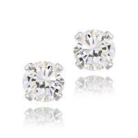 Sterling Silver 1ct CZ Stud Earrings, 5mm