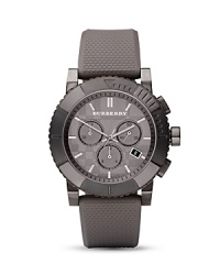 The trench rubber strap and triple chronograph sunray dial deem this sporty Burberry watch a classic in the making