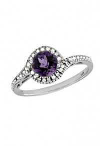 Effy Jewlery 14K White Gold Amethyst and Diamond Ring, .73 TCW Ring size 7