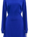 Tibi Blue Silk Open Back Long Sleeve A-Line Dress 10