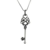 Sterling Silver Celtic Key Heart Gift Pendant Necklace