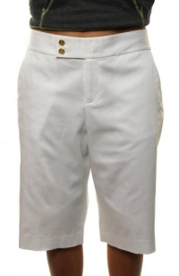 Lauren Green Label By Ralph Lauren Women's Gold Button Bermuda Shorts White-Size 12