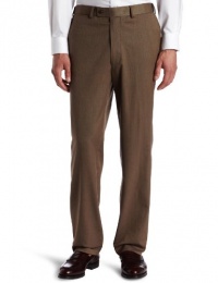 Louis Raphael ROSSO Men's Washable Wool Blend Herringbone Pattern Flat Front Dress Pant,Oat,40X30