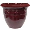 Garden Odyssey PLYFP744-16A1 Brush Stroke Double Rim Glazed Planter, Ruby, 16-Inch