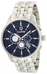 K&BROS Men's 9461-1 Steel Chronograph Silver-tone Bracelet Black Dial Watch