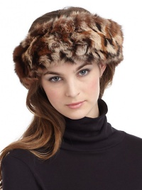 THE LOOKSilky soft rabbit fur dyed in a bold leopard patternConverts from a headband to a collarElasticTHE FITWidth, about 4THE MATERIALDyed rabbit furRich velvet liningCARE & ORIGINDry clean by fur specialistImportedFur origin: China