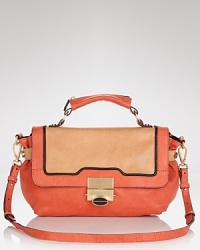 Color block your way to cool with this Treesje satchel, cast in rich leather. It's the pop showpiece to carry now.