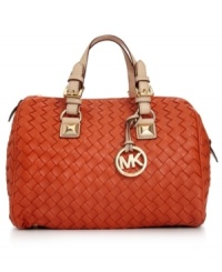 Luxe woven leather accented with subtle gold-tone hardware make this Grayson silhouette by MICHAEL Michael Kors an obvious choice. Its precisely organized interior includes plenty of compartments to make certain your essentials are carried with care.