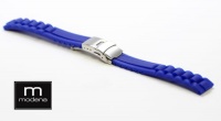 22mm Royal Blue MODENA President style Italian Rubber Watch Band w/ Deployment Buckle