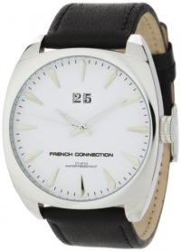 French Connection Men's FC1043W Black Leather Strap Round Stainless Steel Case Watch