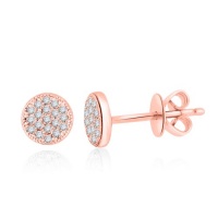 14k,rose Gold Round Cluster Diamond Studs