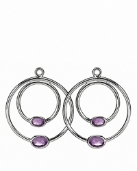 Double up with concentric hoop charms punctuated by alluring amethyst stones. The perfect complement to PANDORA french wire and hoop earrings.