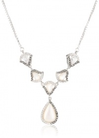 Judith Jack Amor Sterling Silver, Marcasite, Cubic Zirconia and Pearl Y Pendant Necklace, 18