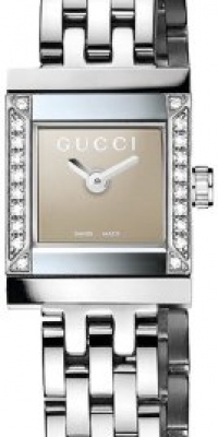 Gucci Women's YA128508 G-Frame Square Steel Bracelet Diamond Case Watch