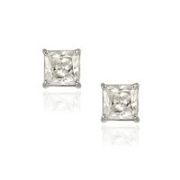 1.2ct Sterling Silver Square CZ Stud Earrings 5mm