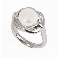 Honora White Button Freshwater Cultured Pearl Sterling Silver Ring