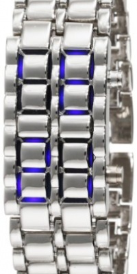 GGI International Women's WLed-Lava-SB Silver Stainless Steel Lava Blue LED Digital Bracelet Watch