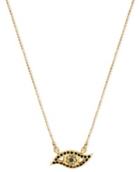 All eyes will be on you with this pendant necklace from RACHEL Rachel Roy. Crafted from gold-tone mixed metal and accented with glass stones, it's quite the sight. Approximate length: 14 inches + 2-inch extender. Approximate diameter: 3/4 inch.