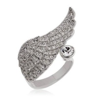 White Gold Swarovski Elements Crystal Paradise Wing Cocktail Ring