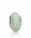 This candy-striped murano glass charm looks sweet enough to eat. Logo-engraved sterling silver trim displays the PANDORA signature.